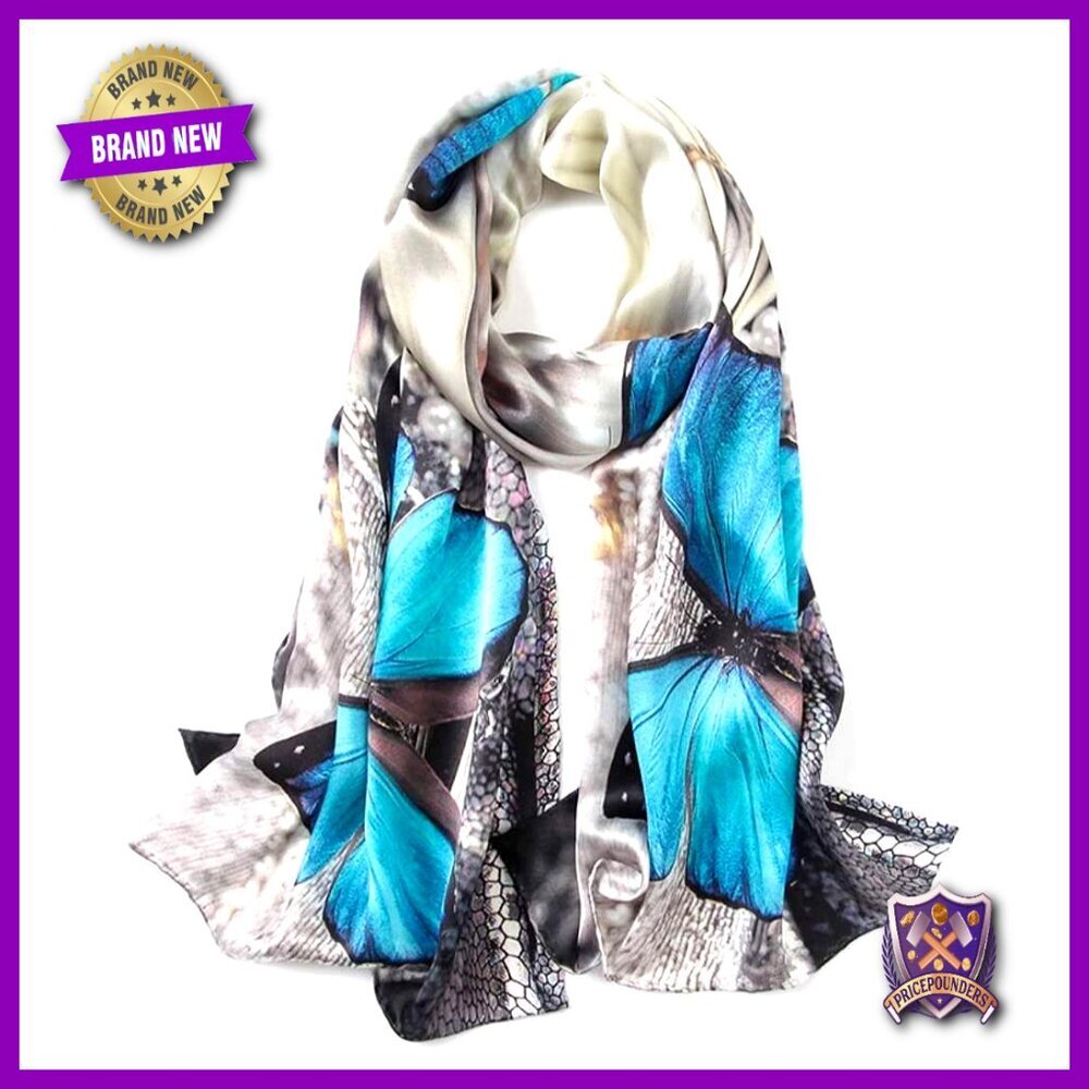 Large 100% Mulberry Silk Scarf Shawl Head Wrap Oblong Fashion Accessory